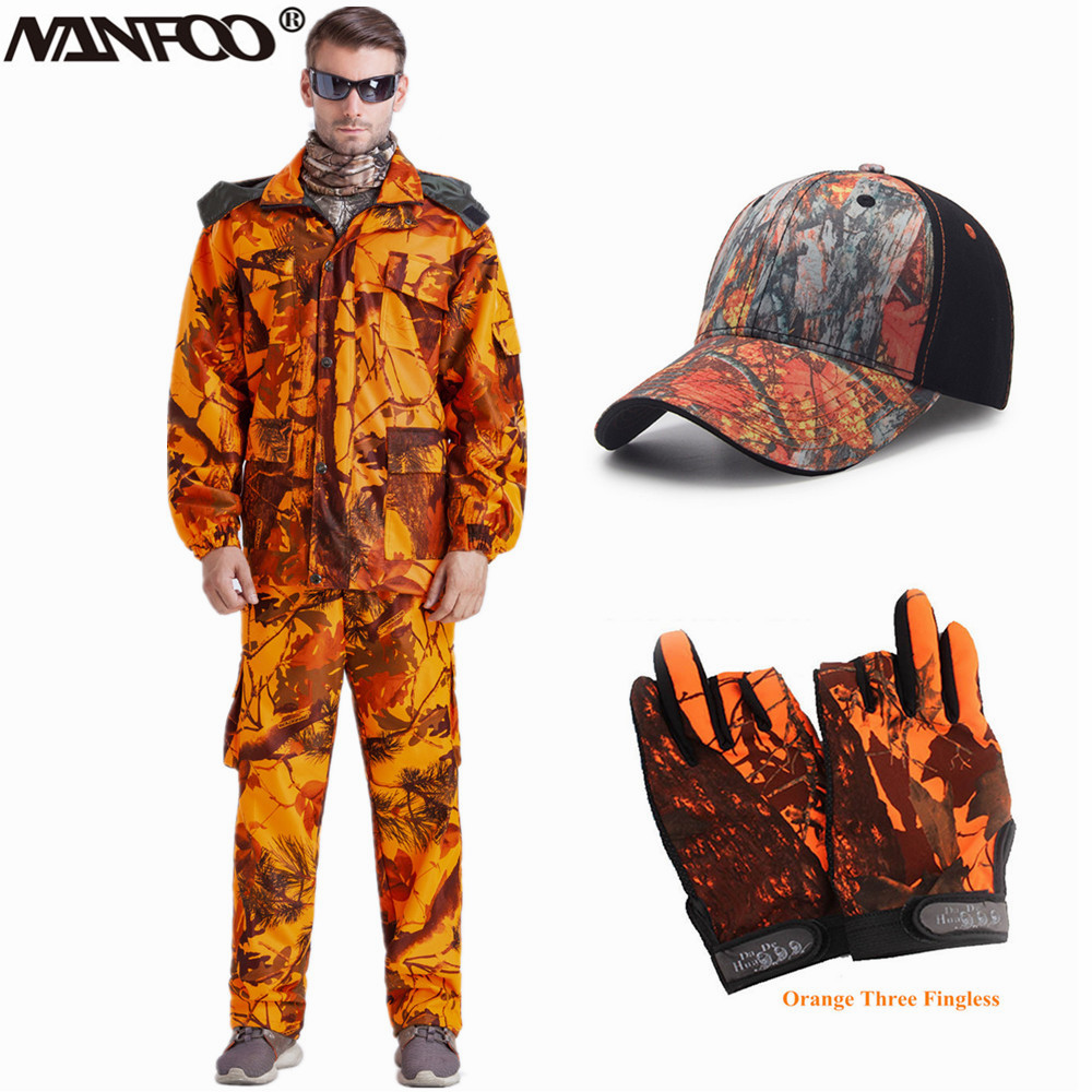 Fishing Pants Waterproof - Outdoor Men's Blaze Orange Bionic Camouflage