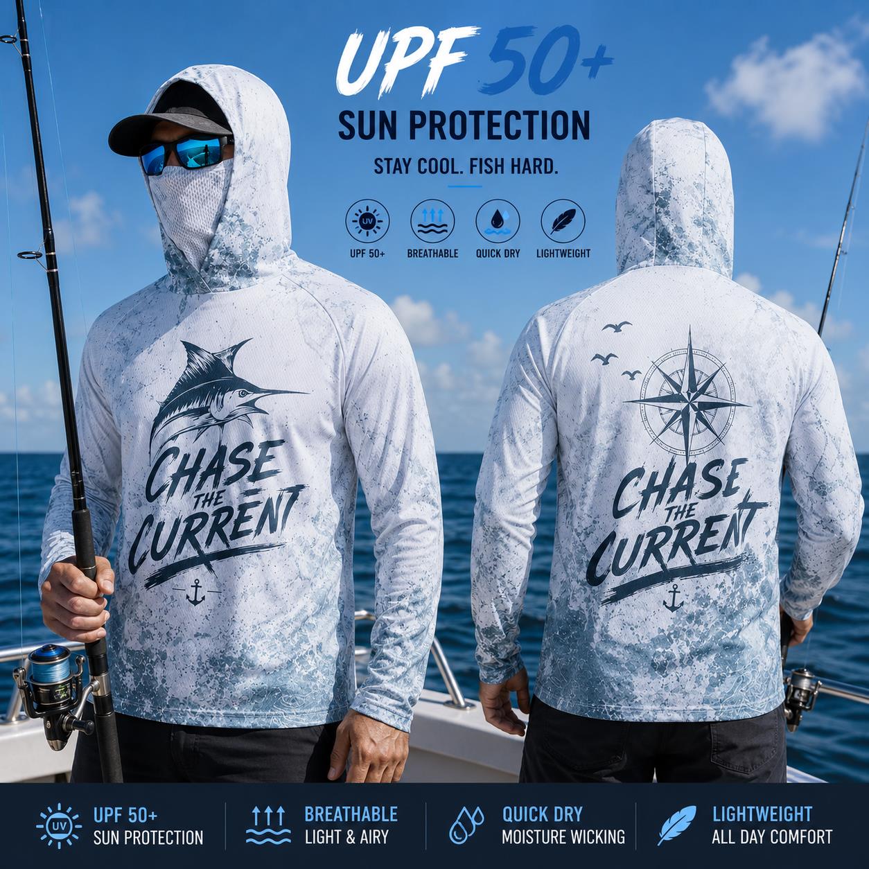 Fishing Hoodie Shirt Men Long  - Fishing Mask Sun Protection 评论和价格
