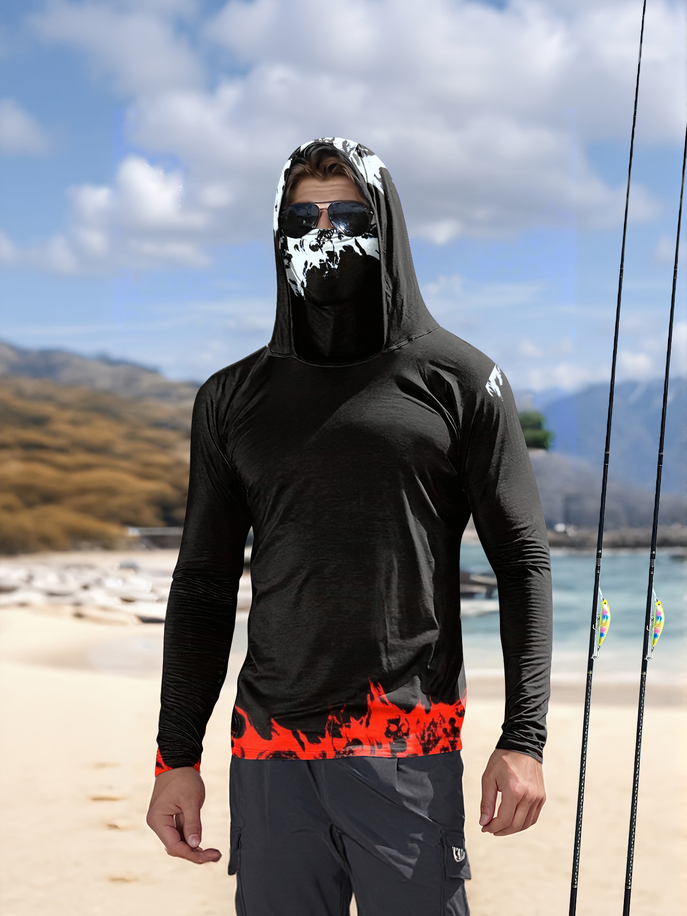 Men Hood Fishing Shirt long sl - Fishing Hoodie 评论和价格