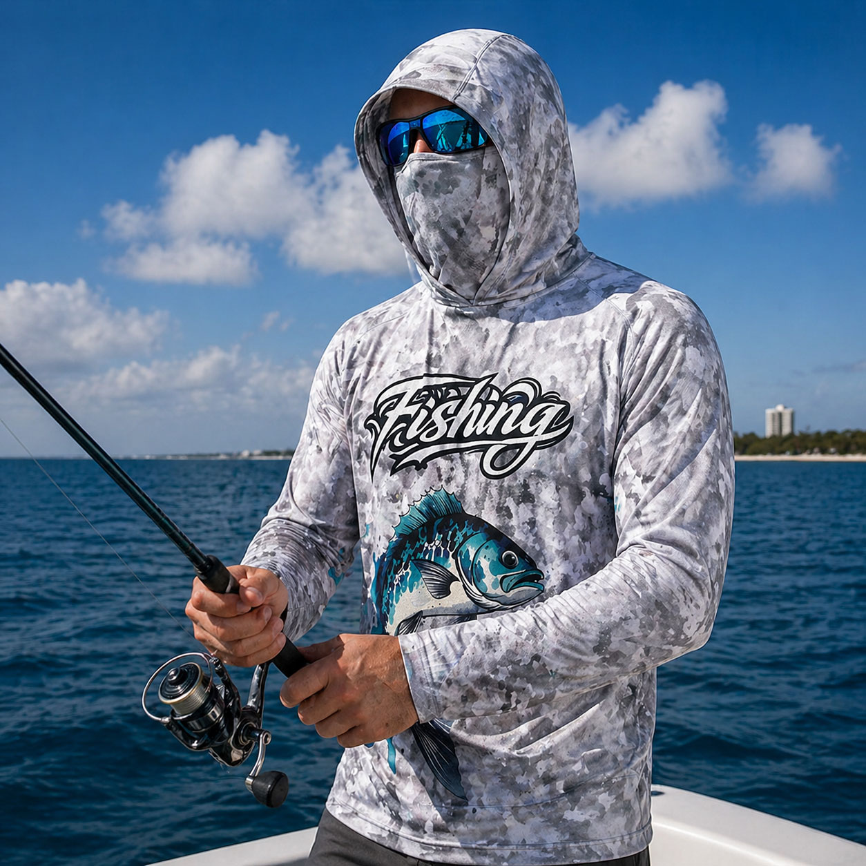Fishing Shirt Hooded Men Fishi - Fishing Mask Sun Protection 评论和价格